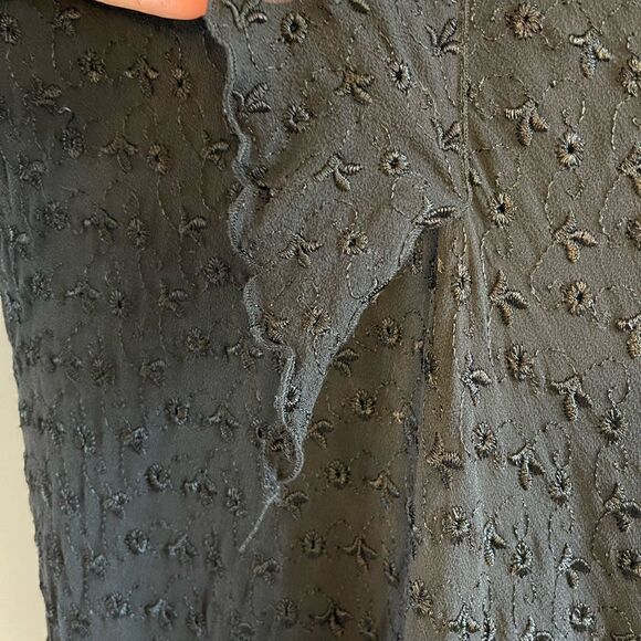 Vintage Jonathan Martin Studio Silk Eyelet Sleeveless Ruffle Flounce Dress Black - Picture 12 of 13